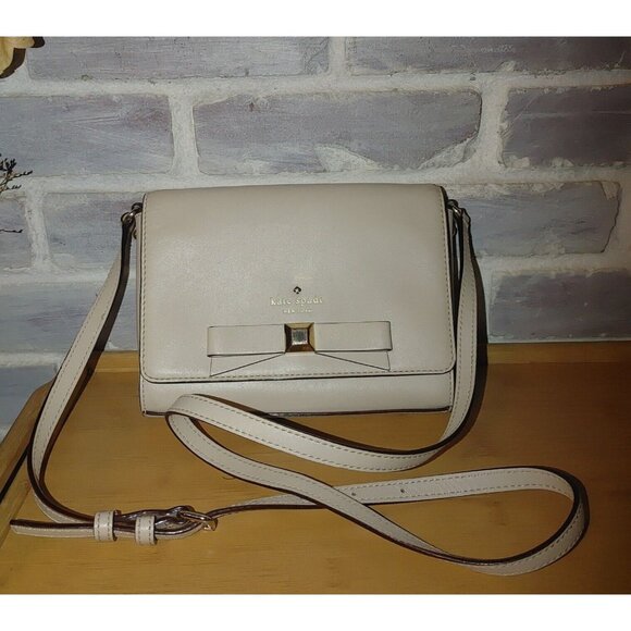 Kate Spade Crossbody Small Henderson Messenger Bag Cream Cement Ivory Offwhite - Picture 1 of 16